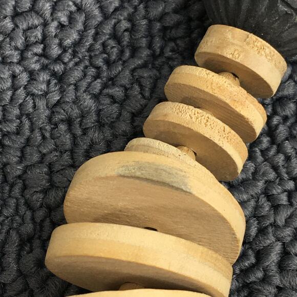 Chunky Red (Terra Cotta) & Black Clay & Wooden Disc Bead Statement Necklace - Picture 11 of 13